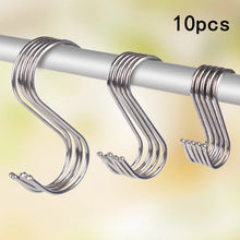 Load image into Gallery viewer, 10pcs Stainless Steel S-Shape Hook Kitchen Bedroom Multi-function Railing S Hanger Hook Clasp Holder Hooks Hanging Storage Tools