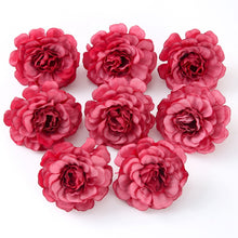 Load image into Gallery viewer, 10pcs/lot Artificial Flowers 5CM Silk Rose Head For Wedding Party Home Garden Decorations DIY Craft Wreath Christmas Flower