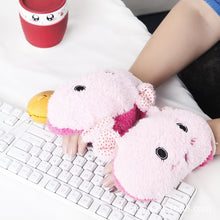Load image into Gallery viewer, Winter Plush Fleece-Lined Thickened Cute Half-Finger Cotton Cold-Proof Touch Screen Gloves for Students