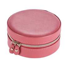 Load image into Gallery viewer, Jewelry Storage Box Round Portable Travel Earrings Ring Lipstick Holders Case