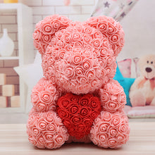 Load image into Gallery viewer, 40cm Preserved Fresh Flower Rose Bear Soap Flower Bear PE Flower Bear Christmas Valentine's Day Gift Rose Bear