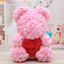 Load image into Gallery viewer, 40cm Preserved Fresh Flower Rose Bear Soap Flower Bear PE Flower Bear Christmas Valentine's Day Gift Rose Bear