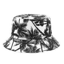 Load image into Gallery viewer, Canvas Bucket Hat Men's and Women's Fashionable Printed Coconut Tree Double-Sided Wear Bucket Hat Outdoor Travel Sun Hat