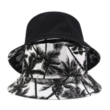 Load image into Gallery viewer, Canvas Bucket Hat Men's and Women's Fashionable Printed Coconut Tree Double-Sided Wear Bucket Hat Outdoor Travel Sun Hat