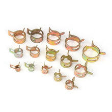 Load image into Gallery viewer, 115PCS Zinc Plated 6-22mm Spring Hose Clamps + 1PC Straight Throat Tube Clamp Band Clamp Metal Fastener Assortment Kit with Box