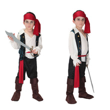 Load image into Gallery viewer, Halloween Children's Pirate with shoes hat belt Costume Ball Shows Costumes Boys and Girls Caribbean Pirate Captain Clothes Sets