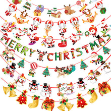 Load image into Gallery viewer, Christmas Decoration Cartoon Paper Hanging Flag Colorful Flags Christmas Holiday Scene Atmosphere Layout Christmas Paper Hanging Flag