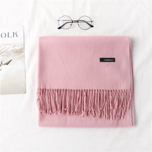 Load image into Gallery viewer, Women's Cashmere-like Solid Color 2023 Autumn and Winter Thickening Tassel Shawl Women's Big Red Scarf