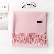 Load image into Gallery viewer, Women's Cashmere-like Solid Color 2023 Autumn and Winter Thickening Tassel Shawl Women's Big Red Scarf