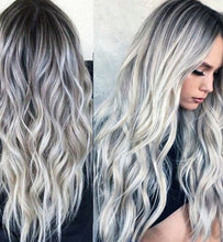 Load image into Gallery viewer, Dyed Wig Head Cover Chemical Fiber High-Temperature Fiber Long Curly Hair Medium Wig Cosplay Gradual Change from Black to Gray
