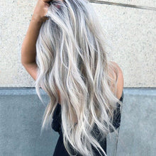 Load image into Gallery viewer, Dyed Wig Head Cover Chemical Fiber High-Temperature Fiber Long Curly Hair Medium Wig Cosplay Gradual Change from Black to Gray