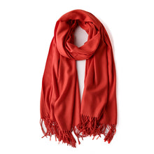Load image into Gallery viewer, Women's Cashmere-like Solid Color 2023 Autumn and Winter Thickening Tassel Shawl Women's Big Red Scarf