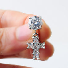 Load image into Gallery viewer, Fashion Upside down Zircon Navel Stud Cross Pendant Stainless Steel Umbilical Ring Buckle