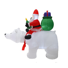 Load image into Gallery viewer, Holiday Decoration Christmas White Bear Inflatable Santa Riding Shaking Head Bear Atmosphere