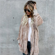 Load image into Gallery viewer, Ladies Fashion Hooded Coat Female Loose Fur Cardigan Coat Women Faux Fur Coat Autumn Winter Warm Jacket Outwear Long Coat