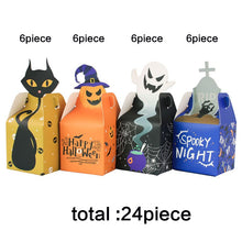 Load image into Gallery viewer, 12/24/36PCS Halloween Candy Box Horror Ghost Cat Pumpkin Cross Paper Gift Cookie Box Trick Treat for DIY Halloween Party Supply