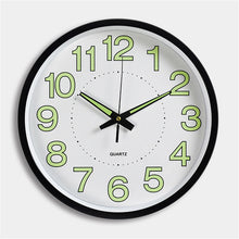 Load image into Gallery viewer, Wall Clock 12 inch Luminous Minimalist Modern Design White Quartz Simple Glowing Hanging Clocks Bedroom Living Room Decoration
