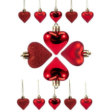Load image into Gallery viewer, 12pcs Valentine Heart Ornaments Romantic Valentine's Day Gifts Hanging Heart Shape Ornament Red Gold Silver Christmas Balls