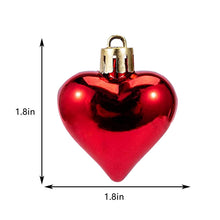 Load image into Gallery viewer, 12pcs Valentine Heart Ornaments Romantic Valentine's Day Gifts Hanging Heart Shape Ornament Red Gold Silver Christmas Balls