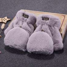 Load image into Gallery viewer, Couple Flip Pure Color Thickened Warm Plush Keyboard Half Finger Gloves for Men and Women Winter