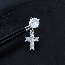 Load image into Gallery viewer, Fashion Upside down Zircon Navel Stud Cross Pendant Stainless Steel Umbilical Ring Buckle