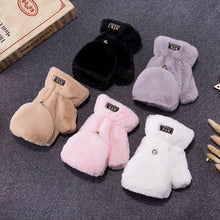 Load image into Gallery viewer, Couple Flip Pure Color Thickened Warm Plush Keyboard Half Finger Gloves for Men and Women Winter