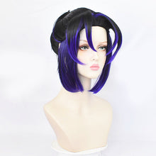 Load image into Gallery viewer, Kimetsu No Yaiba Wig Butterfly Forbear Wig Cosplay Head Cover Black Gradient Blue
