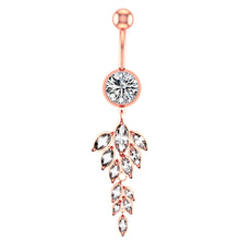 Load image into Gallery viewer, Belly Ring Creative Leaves Horse Eye Zircon Navel Stud Piercing Jewelry