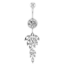 Load image into Gallery viewer, Belly Ring Creative Leaves Horse Eye Zircon Navel Stud Piercing Jewelry