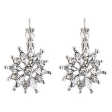 Load image into Gallery viewer, Japanese and Korean Fashion Flower Crystal Stud Earrings Korean Style Refined Rhinestone Snowflake Ornament