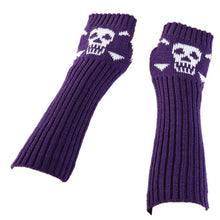 Load image into Gallery viewer, Autumn and Winter Cross-Border Jacquard Skull Open Finger Half Finger Fashionable Warm Gloves Men and Women Knitted Ski Gloves