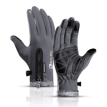 Load image into Gallery viewer, Autumn and Winter Non-Slip Touch Screen Warm with Velvet Mountaineering Waterproof Zipper Sports Riding Gloves