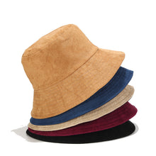 Load image into Gallery viewer, Suede Wide Brim Bucket Hat Men's and Women's Solid Color Light Board Double-Sided Wear Bucket Hat Autumn Outdoor Sun Hat