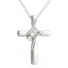 Load image into Gallery viewer, Women's Three Stone Cross Necklace Pendant Alloy Diamond-Studded Necklace