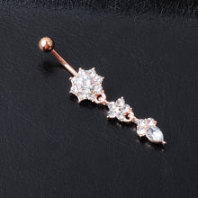 Load image into Gallery viewer, Ornament Water Drop Flower-Shaped Pendant with Diamond Female Navel Stud Belly Ring