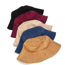Load image into Gallery viewer, Suede Wide Brim Bucket Hat Men's and Women's Solid Color Light Board Double-Sided Wear Bucket Hat Autumn Outdoor Sun Hat