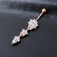 Load image into Gallery viewer, Ornament Water Drop Flower-Shaped Pendant with Diamond Female Navel Stud Belly Ring