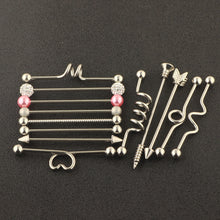 Load image into Gallery viewer, 13-Piece Set Industrial Barbell Cross Bar Piercing Jewelry Stud Earrings