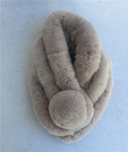 Load image into Gallery viewer, Real Rabbit Fur Scarf Women's Short Scarf Winter Warm Thickened Fur Three-Tube Big Fur Ball