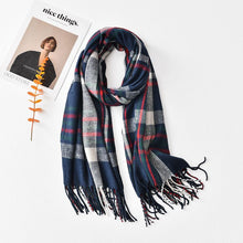 Load image into Gallery viewer, Cashmere Button Women's Cloak Shawl Korean Style Autumn and Winter Dual-Use Thickened Tassel Plaid Scarf