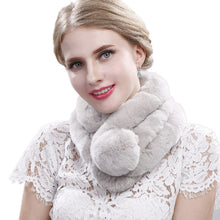 Load image into Gallery viewer, Real Rabbit Fur Scarf Women's Short Scarf Winter Warm Thickened Fur Three-Tube Big Fur Ball