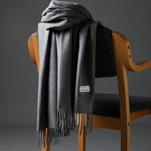 Load image into Gallery viewer, Korean Style Cashmere Scarf Warm Scarf Thickened Tassel Female All-Match Dual-Use Solid Color Talma Autumn and Winter