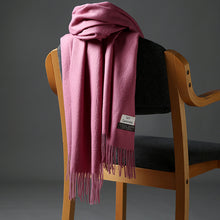 Load image into Gallery viewer, Korean Style Cashmere Scarf Warm Scarf Thickened Tassel Female All-Match Dual-Use Solid Color Talma Autumn and Winter