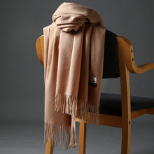 Load image into Gallery viewer, Korean Style Cashmere Scarf Warm Scarf Thickened Tassel Female All-Match Dual-Use Solid Color Talma Autumn and Winter