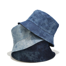 Load image into Gallery viewer, Washed-out Vintage Tie-Dyed Bucket Hat Women's Denim Double-Sided Wear Bucket Hat Outdoor Sun Hat