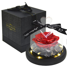 Load image into Gallery viewer, Preserved Fresh Flower Gift Christmas Valentine's Day Creative Gift Glass Cover Rose Dried Flower