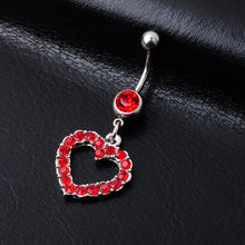 Load image into Gallery viewer, Diamond Heart-Shaped Navel Ring Navel Stud Wholesale Belly Dance Piercing Jewelry Belly Ring