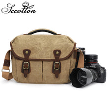 Load image into Gallery viewer, Waterproof Canvas Bag Retro DSLR Camera Bag Shoulder Crossbody Photography Digital Camera Bag Lens Storage Bag