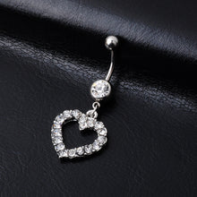 Load image into Gallery viewer, Diamond Heart-Shaped Navel Ring Navel Stud Wholesale Belly Dance Piercing Jewelry Belly Ring