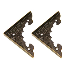 Load image into Gallery viewer, 12PCS Antique Jewelry Box Corner Foot Wooden Case Corner Protector Bronze Tone Flower Pattern Carved Metal Crafts 40X40mm MAYITR